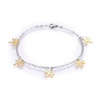 Stainless Steel Charm Bracelet Lobster Dragonfly Gold Silver Color 7.8" A73