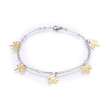 Stainless Steel Charm Bracelet Lobster Dragonfly Gold Silver Color 7.8" A73