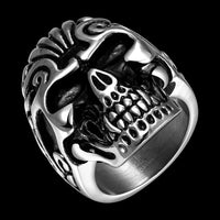 Stainless Steel Vintage Antique Ring Mens Skull Biker Ghotic Black B523