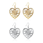 Yellow Gold Platium Plated Earrings Heart Chadelier Fish Hook Clasp L631