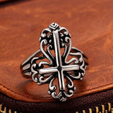 Stainless Steel  Antique Gothic Biker Tribal Ring Black Men's Unisex Cross B172