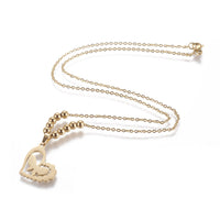 Stainless Steel Set Earrings Pendant Necklace Heart Butterfly Gold 17.7' P858