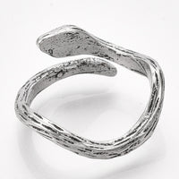 Alloy Cuff Finger Ring Snake Antique Silver Size 7 Adjustable 17mm P459