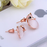 Rose Gold Epoxy Cateye Drop Stud Earrings L94