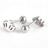 304 Stainless Steel Ear Plugs Ear Studs Crown Silver 5.5x8x2mm  1mm Z347
