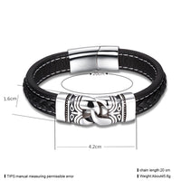 Stainless Steel Leather Bracelet 8 Inches 12MM Slide L373