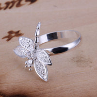 Sterling Silver Plated Butterfly Dragonfly Ring Size 8 B5