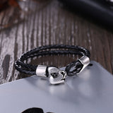 Stainless Steel Leather Bracelet 8 Inches 14.4MM Hook L347