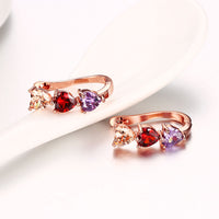 Rose Gold Plated Earrings  AAA Zirconia Latch Back Hearts .2" L275