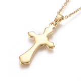 Stainless Steel Pendant Necklace Chain Lobster Religion Cross Gold 17.5" A218