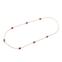 Yellow Gold Plated Necklace Chain AAA Zirconia Purple Red Lobster Clasp B383