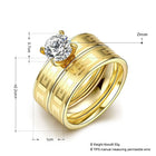 Stainless Steel Bridal Engagement Set Ring Gold Plated Zirconia Women B440