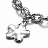 Stainless Steel Charm Bracelet Lobster Flower Silver 8" Inch Z69