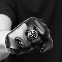 Stainless Steel Antique Gothic Biker Tribal Ring Black Men's Unisex Cross B205