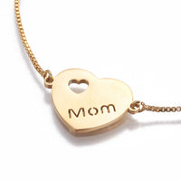 Mothers Day Stainless Steel Slider Bracelet Heart Mom Gold Adjustable Size P298