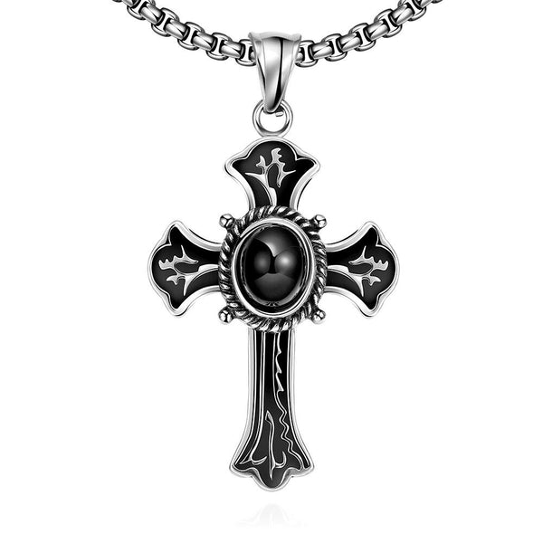 Stainless Steel Necklace Pendant Cross Biker Gothic 23" 3.5MM Lobster Clasp B231