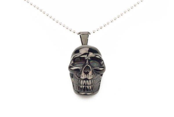 Stainless Steel Skull Gothic Pendant Beads Necklace Unisex Black L184