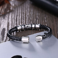 Stainless Steel Leather Bracelet 8 Inches 9MM Magnetic L378