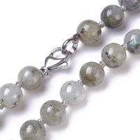 Labradorite Necklace Stainless Steel Lobster Clasp 18.6" 47.3cm 8~8.5mm Z489
