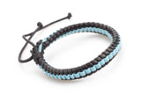 PU Leather Handmade Bracelet Mens  Unisex  Wrap Tribal  Black Blue Adjust H221