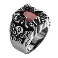 Stainless Steel Gothic Biker Tribal Ring Black Red Men's UnIsex B202