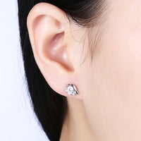 Sterling Silver Plated  Earrings  Stud AAA Zirconia  Push Back Clasp L800