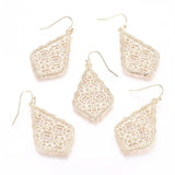 Dangle Earring Rhombus Flower Gold 49.5mm 40x24x1.5mm  0.8mm P190