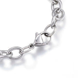 304 Stainless Steel Charm Bracelet Heart Silver 7.5" Inch x6mm Z74