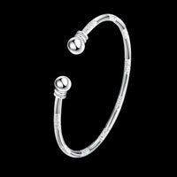 Sterling Silver Plated Bracelet Adjustable 3MM No Clasp L228