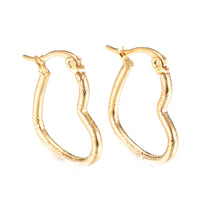 Vacuum Plating Stainless Steel Hoop Earrings Heart Gold 22.5x18x2mm Pin 1mm P639