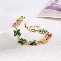 Yellow Gold Plated Bracelet Butterfly Charm Lobster 7 Inches 12MM L168