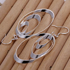 Sterling Silver Plated Chandelier Circles Hoop Pierced Earrings L153