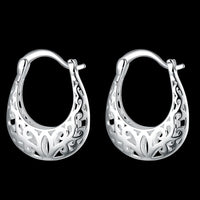 Sterling Silver Plated Earrings Hoop Hinged Hoop .84" L375