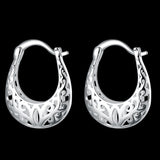 Sterling Silver Plated Earrings Hoop Hinged Hoop .84" L375