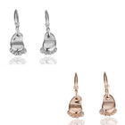 Platinum Plated Earrings Drop Dangle Zirconia Fish Hook Feet Foot .52" L248