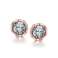 Rose Gold Plated Earrings Stud Czech Drill AAA Zirconia Push Back .34 L172