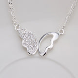 Sterling Silver Necklace Pendant Butterfly Zirconia 18 Inches 1MM Lobster B47