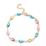 Stainless Steel Bracelet Enamel Lobster Evil Eye Gold 8-1/8 inches(20.5cm) Z234