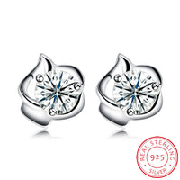 Sterling Silver Plated Earrings  Stud AAA Zirconia  Push Back Clasp L794