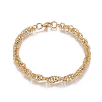 Stainless Steel Chain Bracelet Lobster Clasp Gold 8.2" 6x1.2mm P232