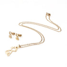 Stainless Steel Set Pendant Necklace Stud Earrings Lobster Cat Gold 17.7" A439