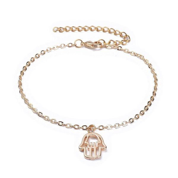 Charm Bracelet Stainless Steel Finding  Religion Hamsa Gold Adjustable A99