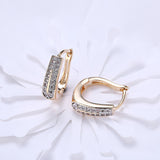 Yellow Gold Plated Earrings  Hoop Huggies AAA Zirconia  Latch Back Clasp L563