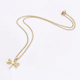 Stainless Steel Set Earring Pendant Necklace Dragonfly Gold 18" P784