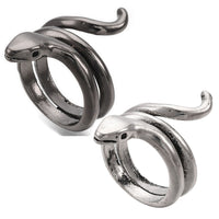 Alloy Cuff Finger Ring Snake Antique Silver Black Size 5 Adjustable 15.5mm P464