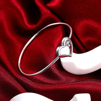 Sterling Silver Plated Bracelet  Heart Adjustable 21MM  Hook L179