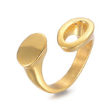 304 Stainless Steel Cuff Rings Open Rings Oval Gold Adjustable 17mm Z718