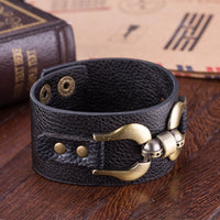 Leather Bracelet Black 9 Inchs 36MM push button  L455