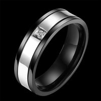 Stainless Steel Band Wedding Ring Black Men's Unisex B430