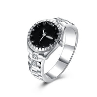 Silver Plated Band Watch Clock AAA Stone Ring B17